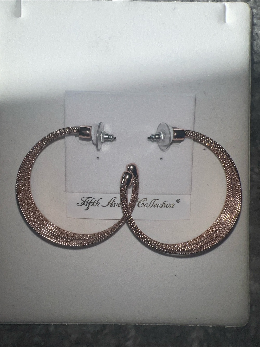 Fifth Ave Collection Rose Gold Textured Hoop Earrings